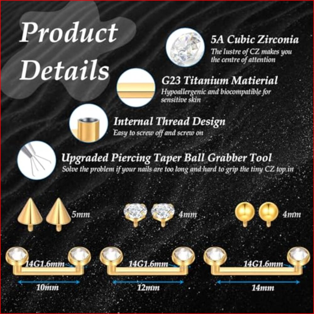 Implant Grade Titanium Surface Piercing Barbell I… - image 2